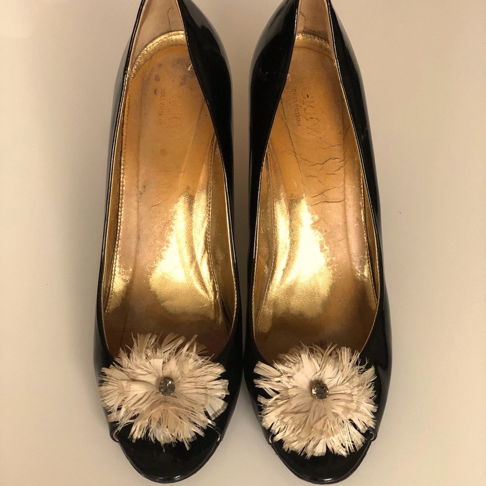 J. Crew Collection Open Toe Patent Heels Vintage